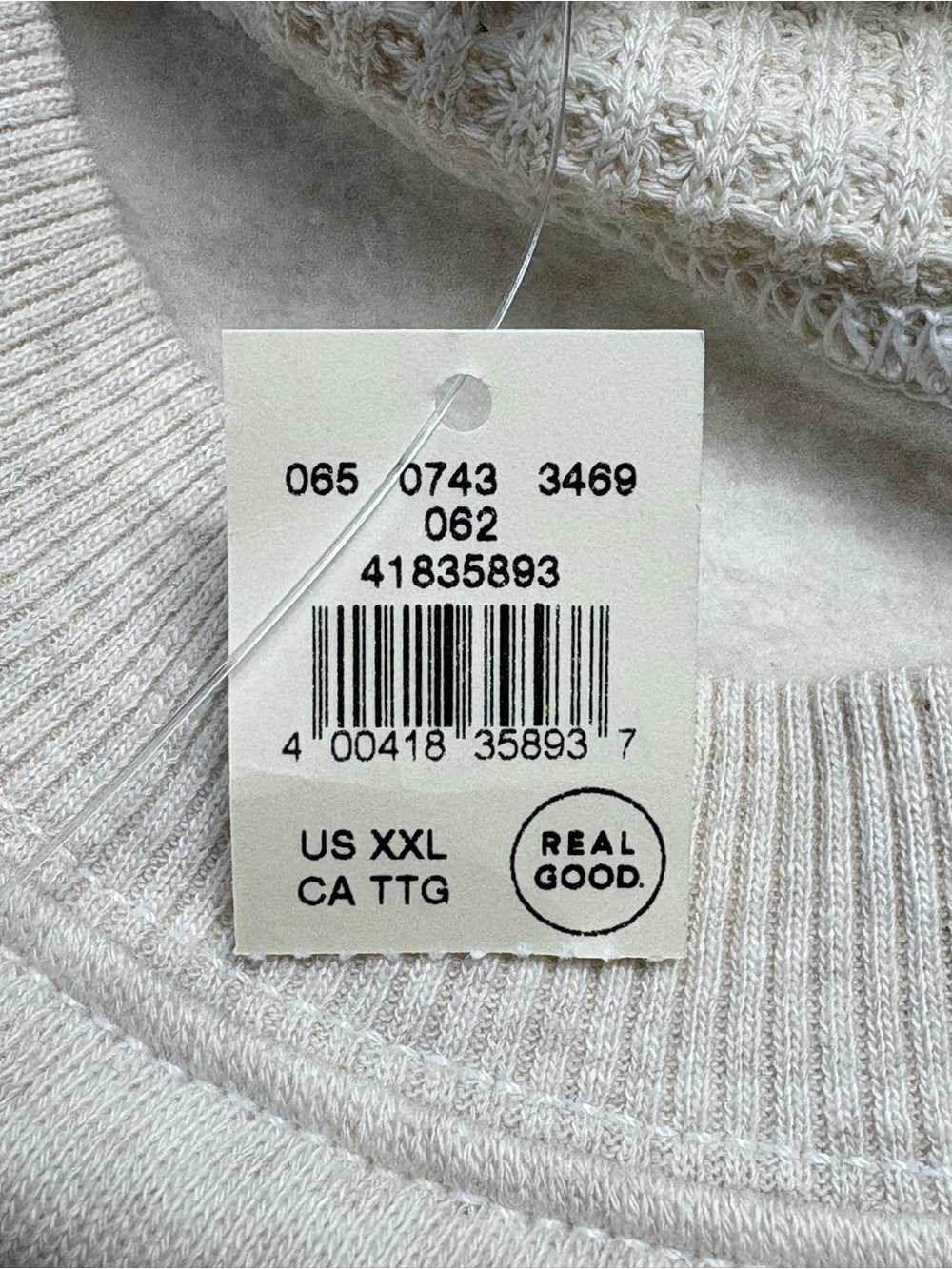 NWT Aerie Real Good Waffle Knit Accent Oversized Crewneck Sweatshirt Cream XXL - Picture 9 of 9